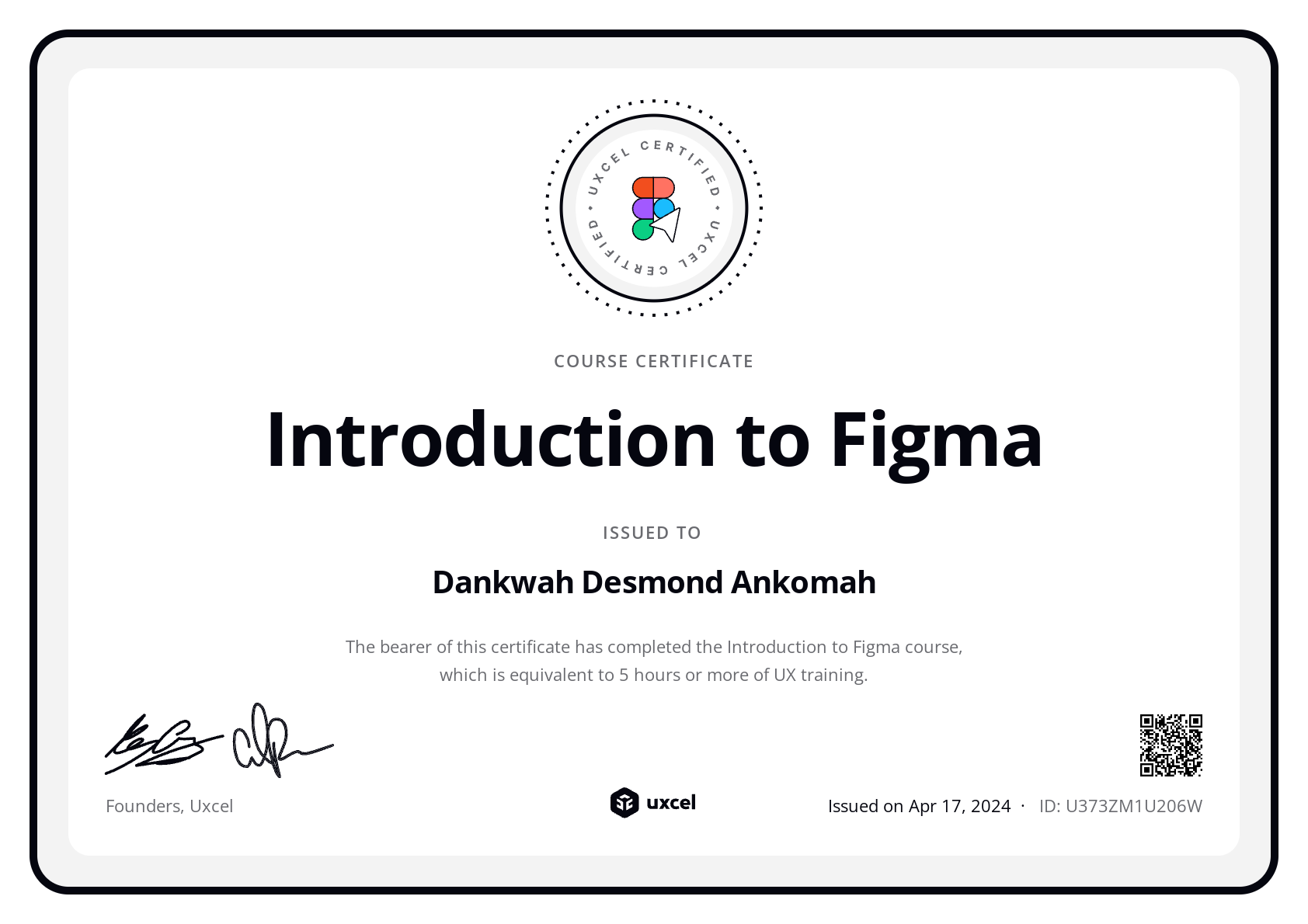 Dankwah Desmond Ankomah's certificate